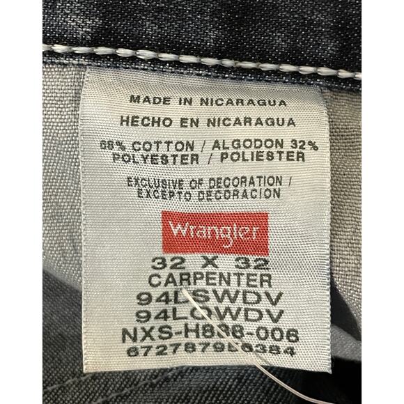 Wrangler Carpenter Jeans Blue Denim Men 32 x 32 Relaxed Fit Workwear Streetwear - Picture 9 of 10